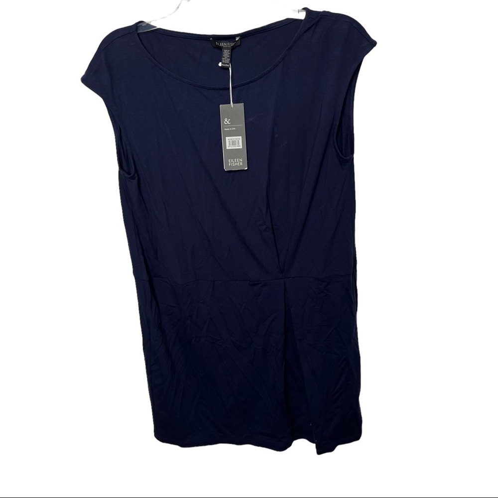 NWT Eileen Fisher Size Petite Medium Wide Neck Layering Dress Midnight Blue $178